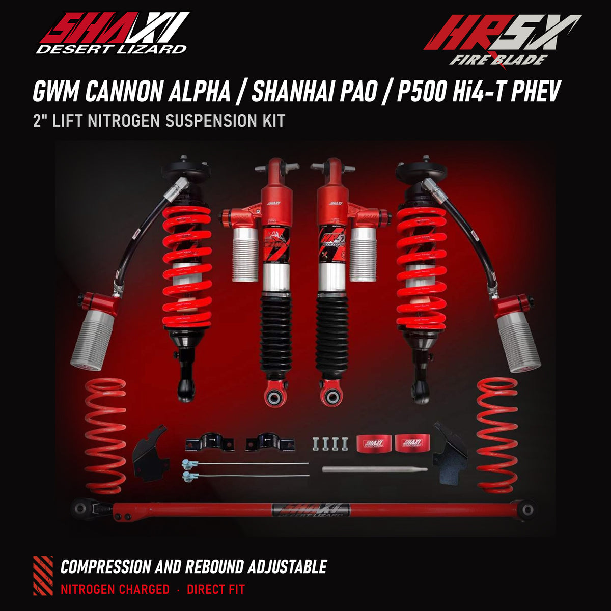 SHAXI HRSX Fire Blade nitrogen suspension kit for GWM Cannon Alpha / Shanhai Pao / P500 Hi4-T PHEV – main image