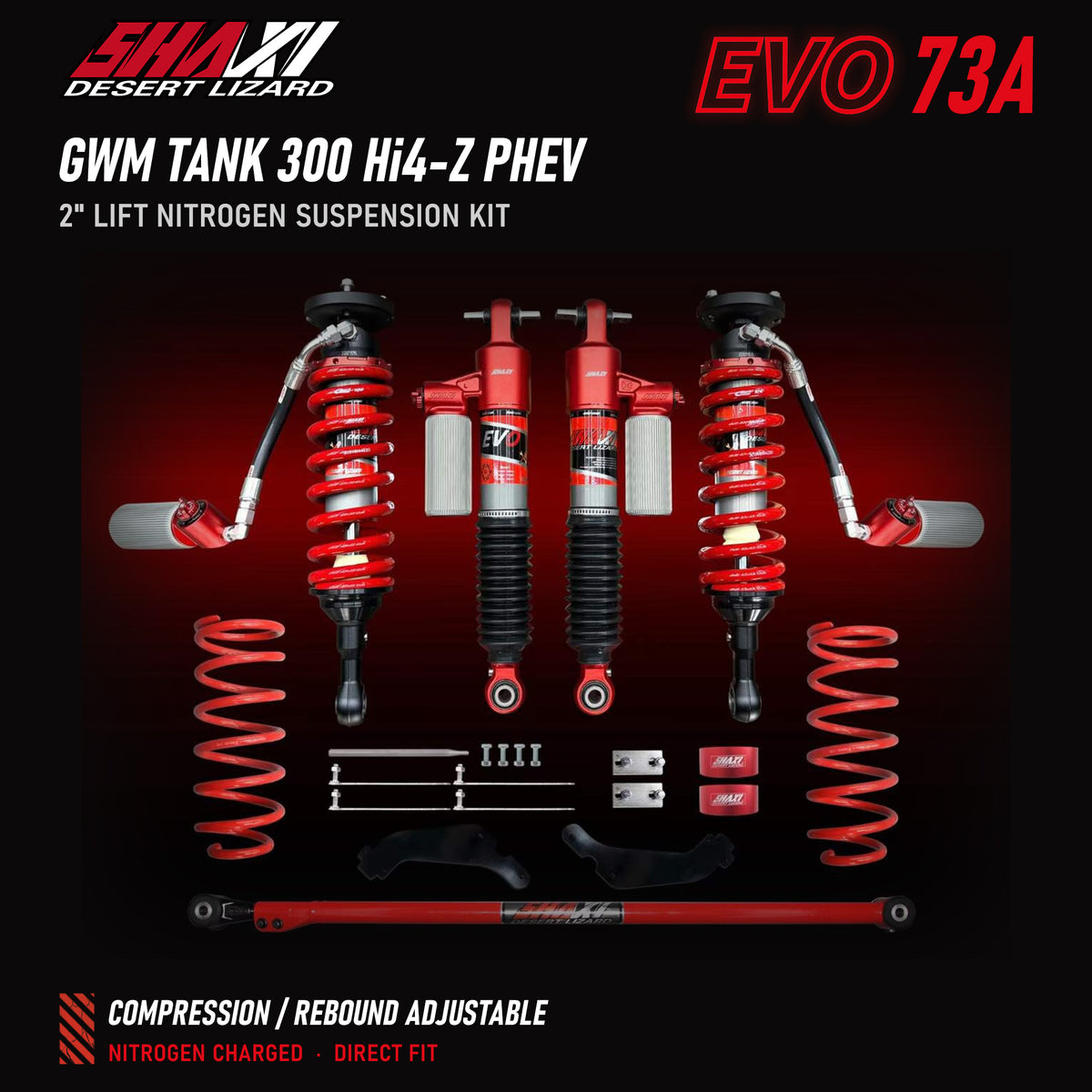 SHAXI EVO73A nitrogen suspension kit for GWM Tank 300 Hi4-Z PHEV – main image
