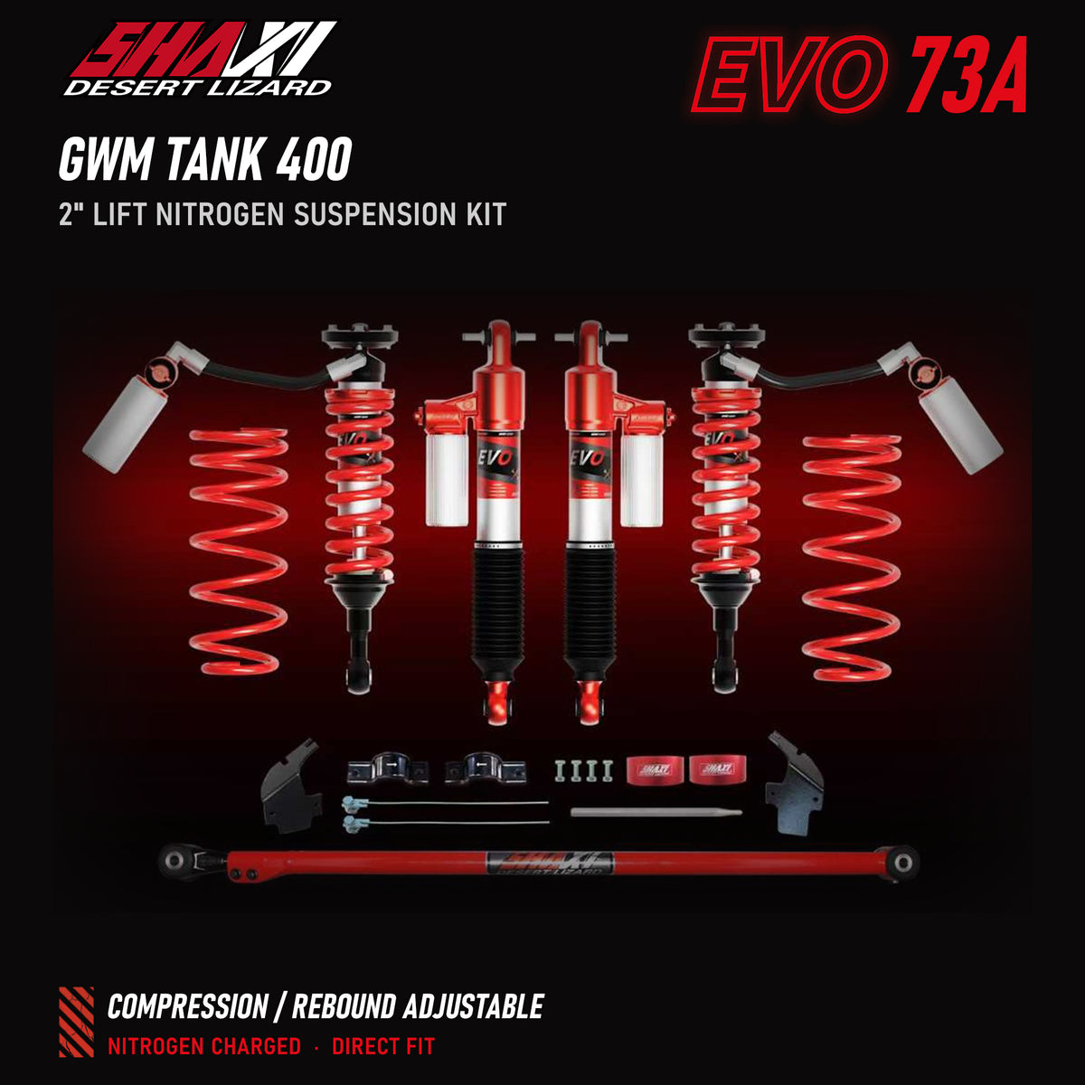 SHAXI EVO73A nitrogen suspension kit for GWM Tank 400 – main image