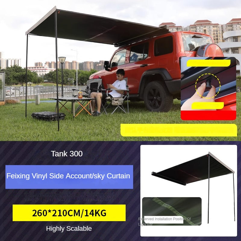 GWM Tank 300 Telescopic Canopy of Side Tent Beside Car