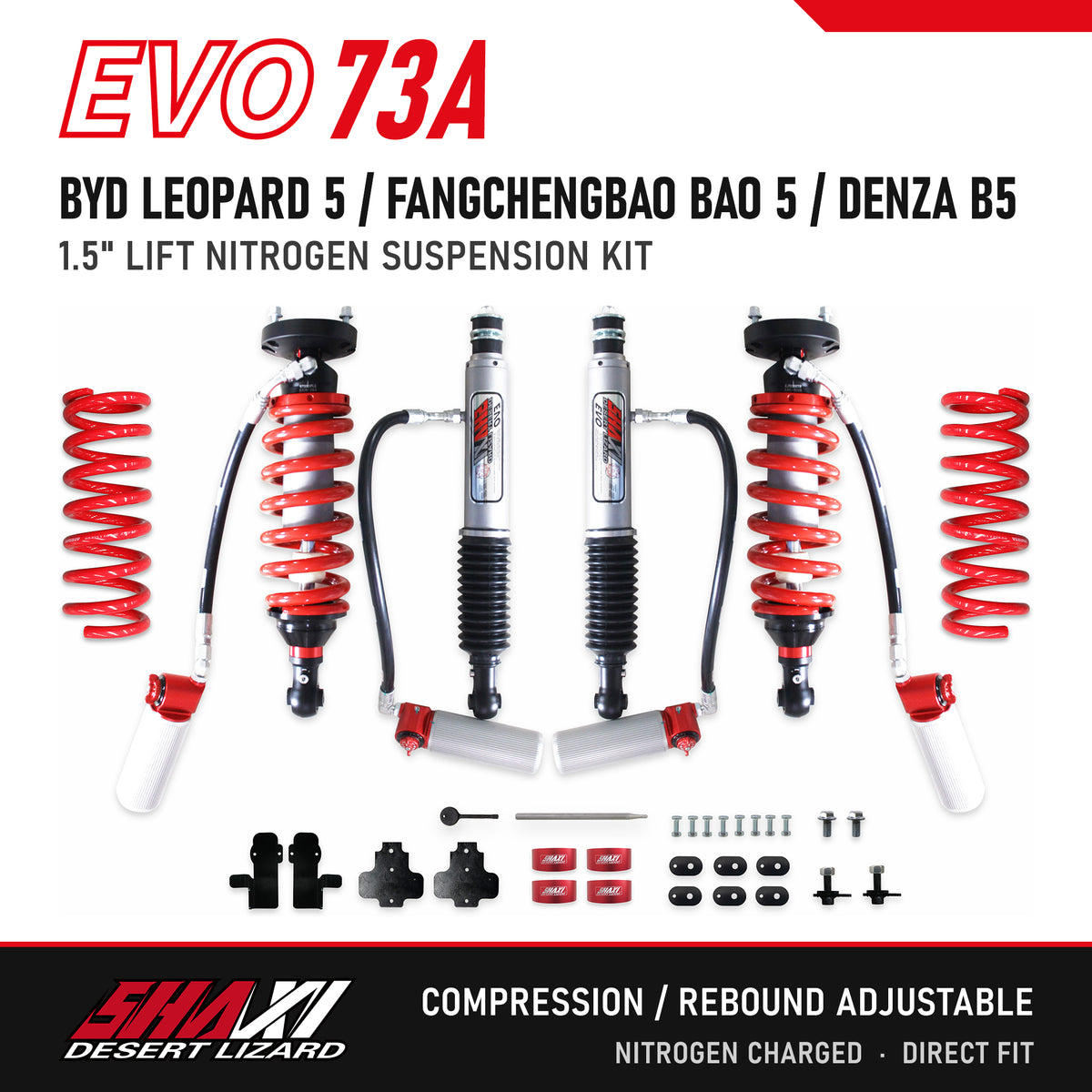 SHAXI EVO73A nitrogen suspension kit for BYD Leopard 5 / Fangchengbao Bao 5 / Denza B5 – main image
