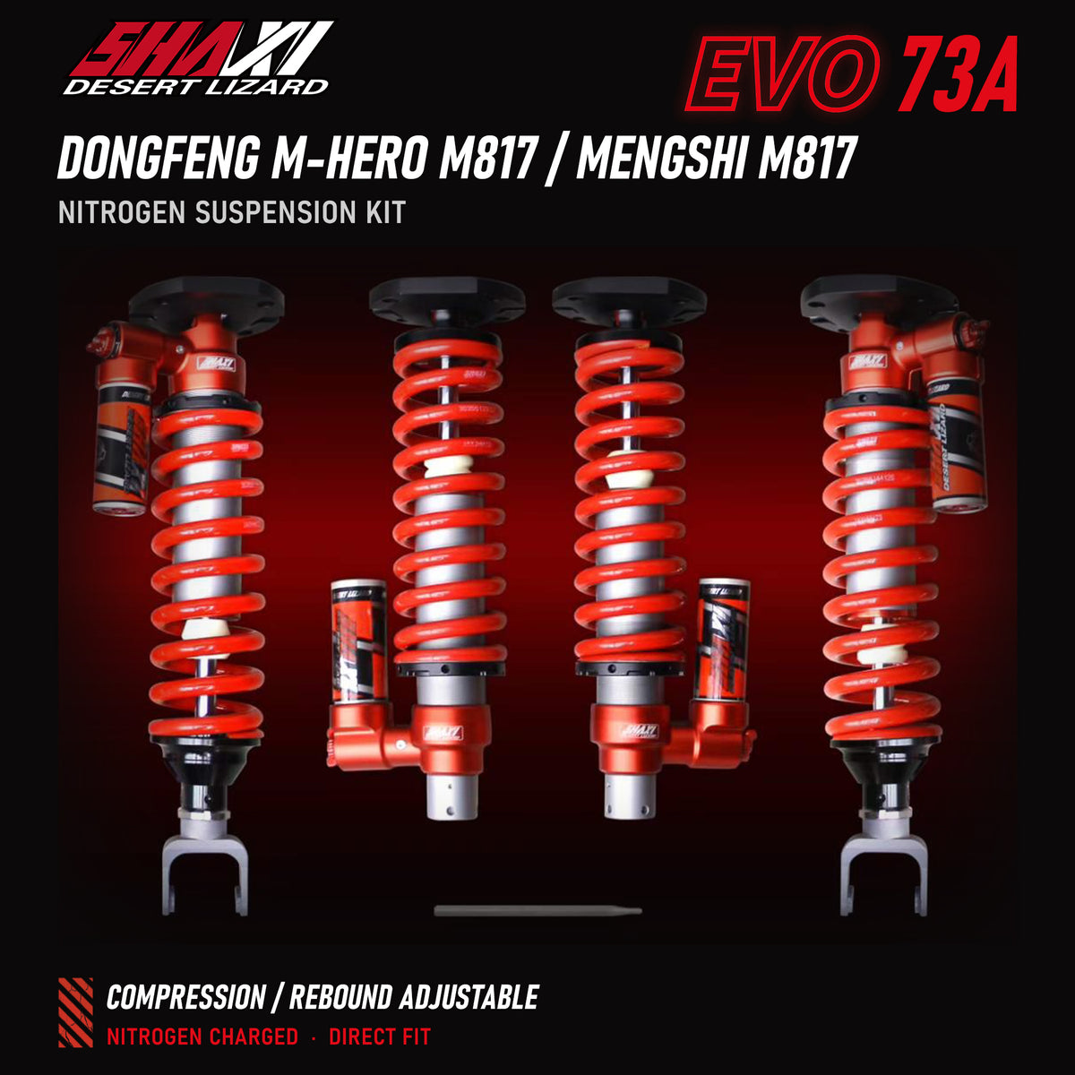 SHAXI EVO73A nitrogen suspension kit for Dongfeng M-Hero M817 / Mengshi M817 – main image