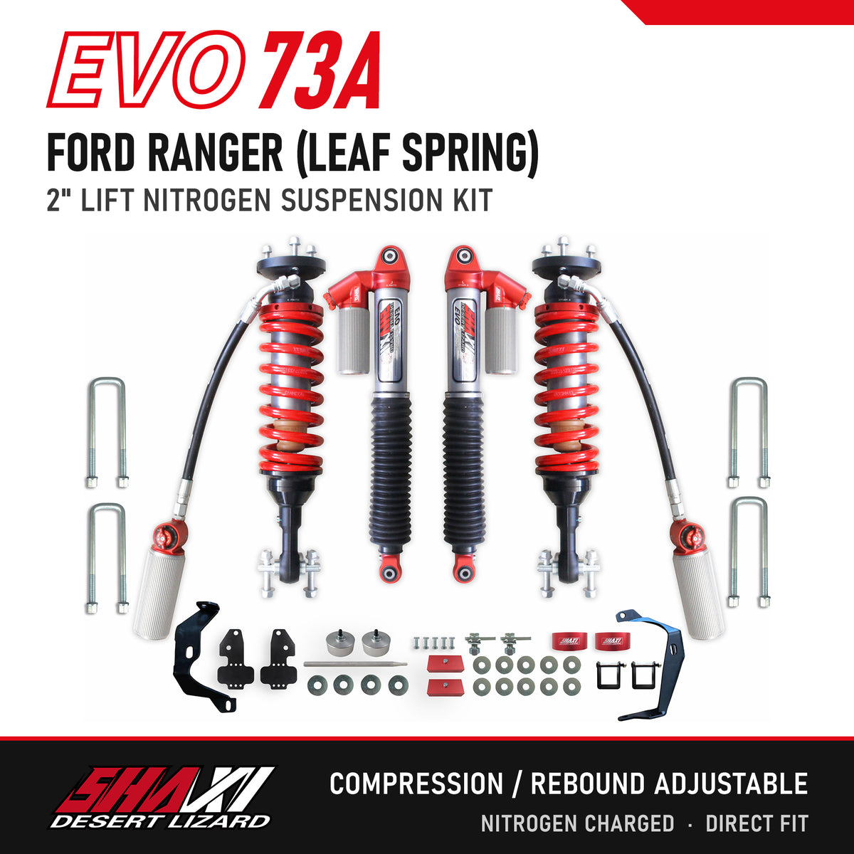 SHAXI EVO73A nitrogen suspension kit for Ford Ranger (Leaf Spring) – main image