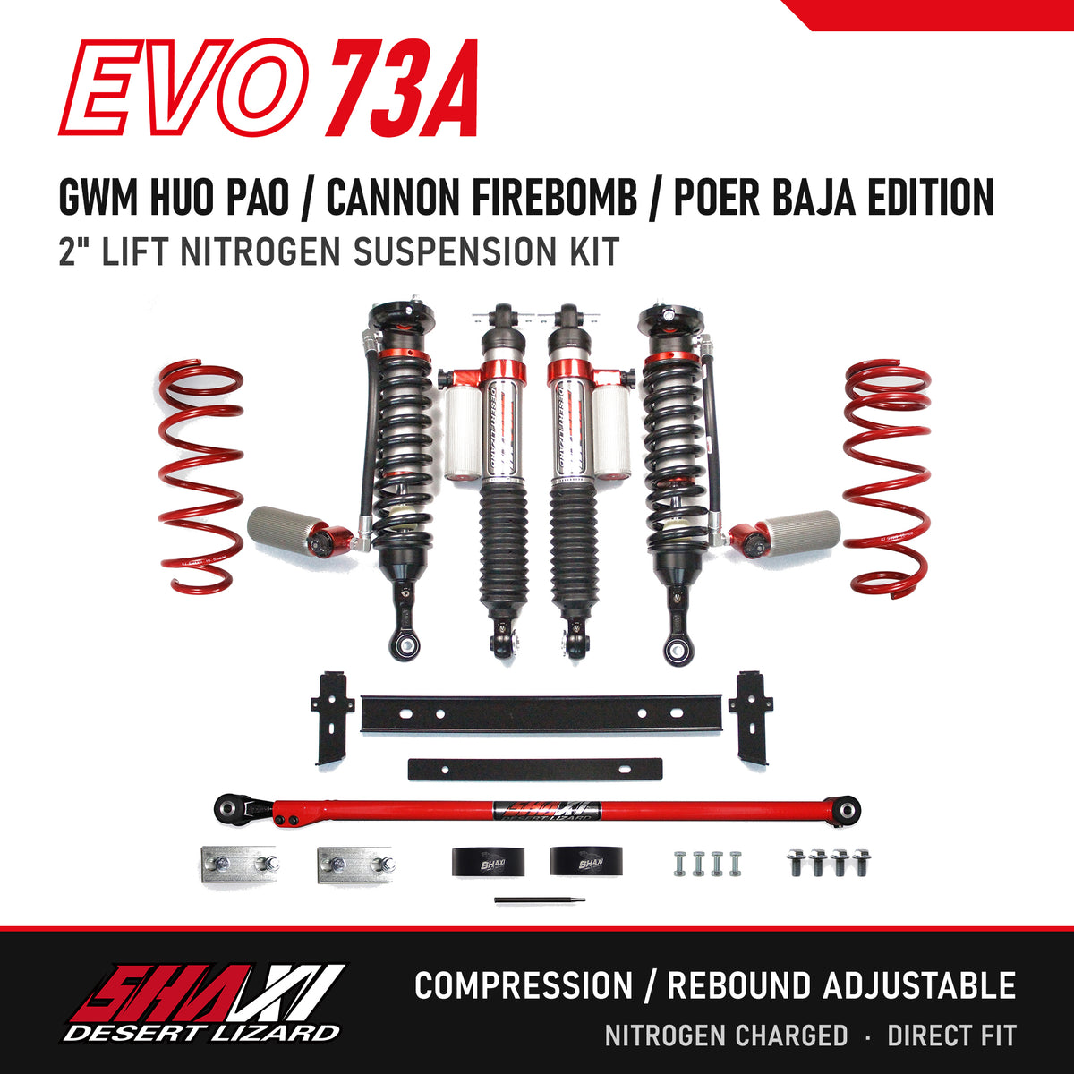 SHAXI EVO73A nitrogen suspension kit for GWM Huo Pao / Cannon Firebomb / Poer Baja Edition – main image