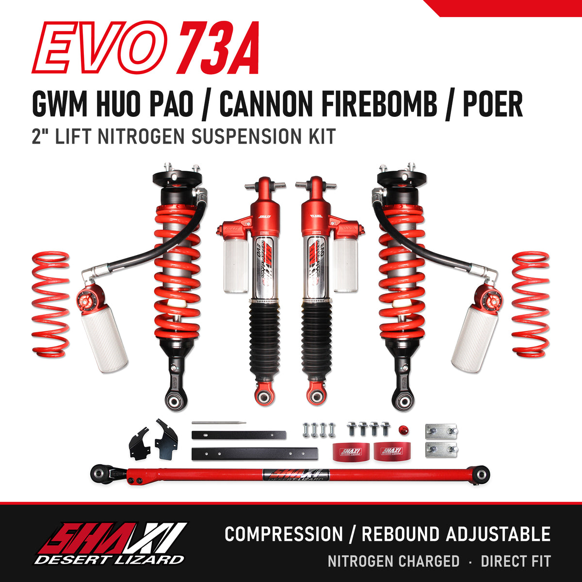 SHAXI EVO73A nitrogen suspension kit for GWM Huo Pao / Cannon Firebomb / Poer – main image