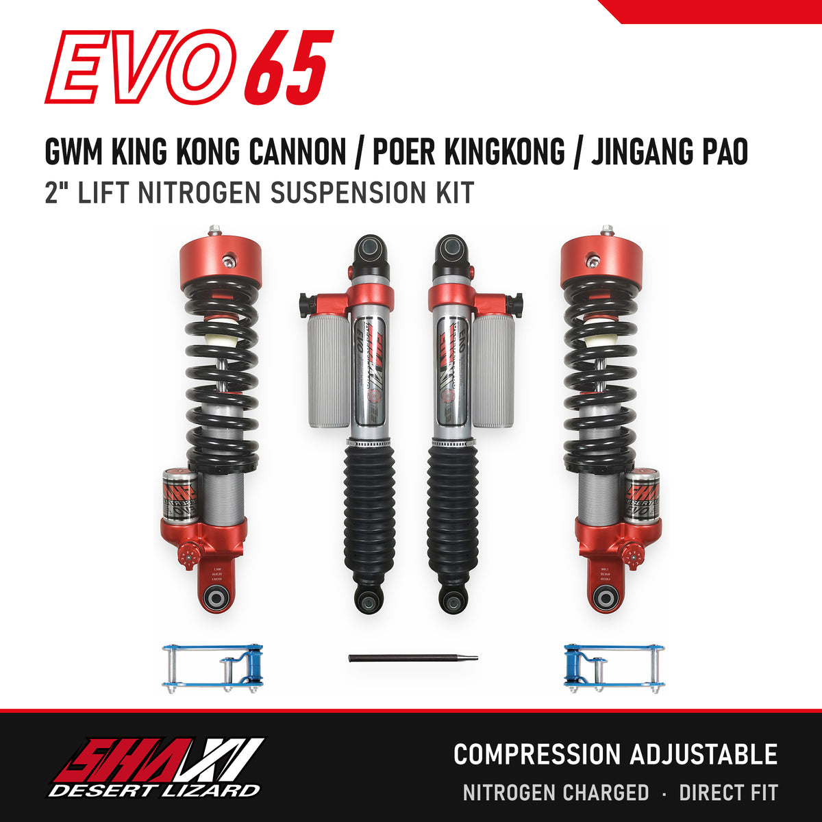 SHAXI EVO65 nitrogen suspension kit for GWM King Kong Cannon / Poer KingKong / Jingang Pao – main image