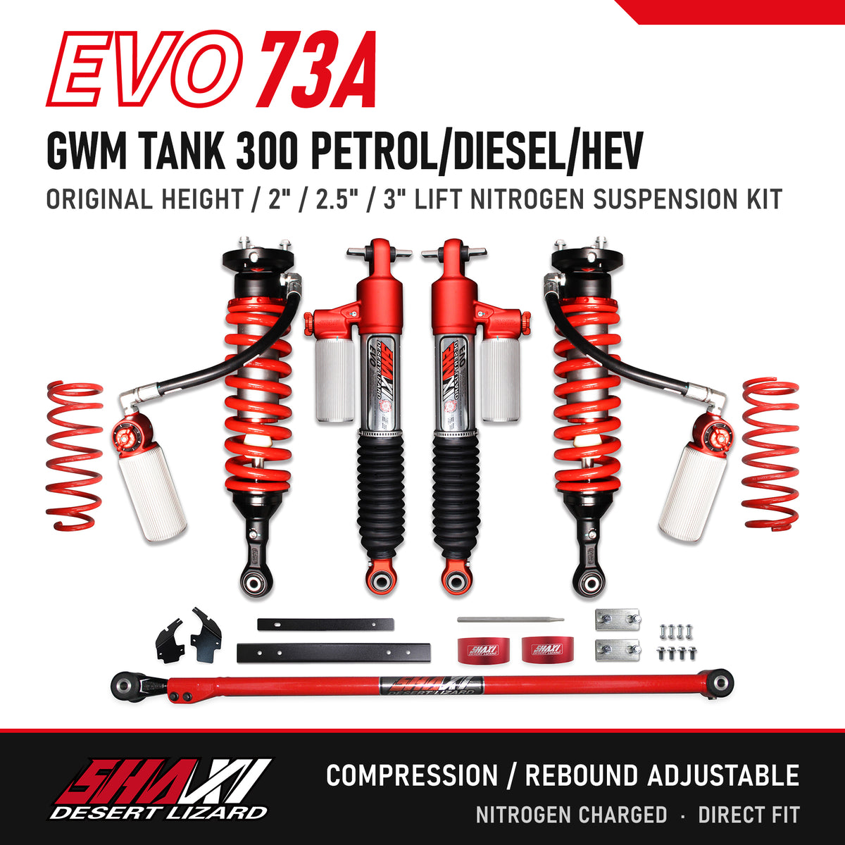 SHAXI EVO73A nitrogen suspension kit for GWM Tank 300 – main image