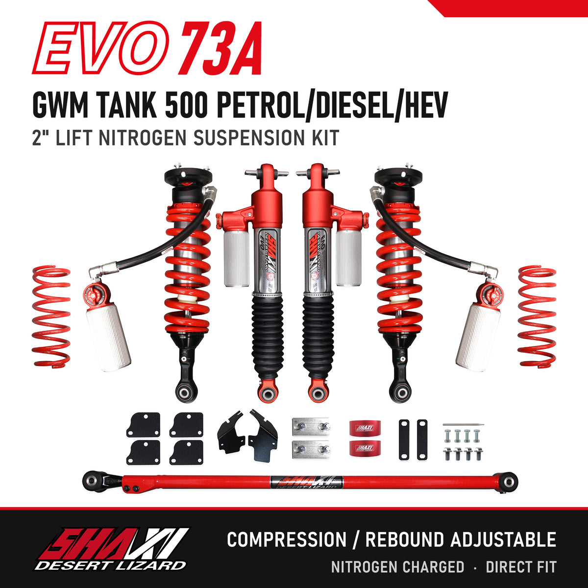 SHAXI EVO73A nitrogen suspension kit for GWM Tank 500 – main image